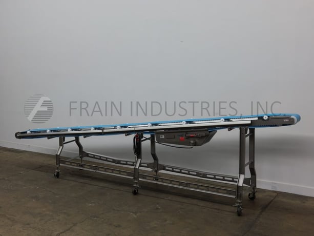 12" wide x 23.4' long, Smalley, Stainless Steel inclined belt conveyor, food grade belt - Image 5