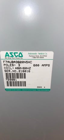 600 Amp. Asco, automatic transfer switch, 480 Volts, service entry breaker - Image 6