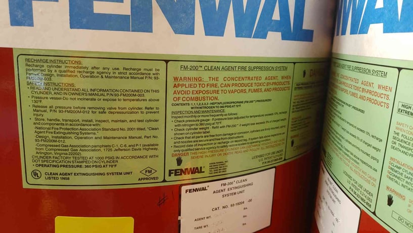 513 lbs. Fenwal, Fire Suppression System, FM-200 Agent, 130 F max temp., 360 psig @ 70 F - Image 7