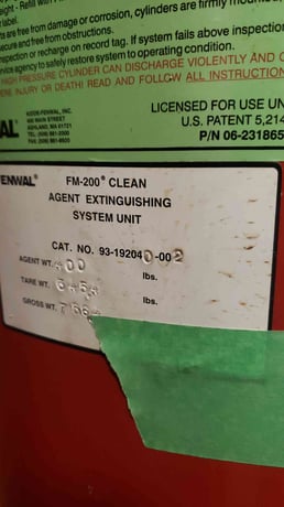 400 lbs. Fenwal, Fire Suppression System, FM-200 Agent - Image 2