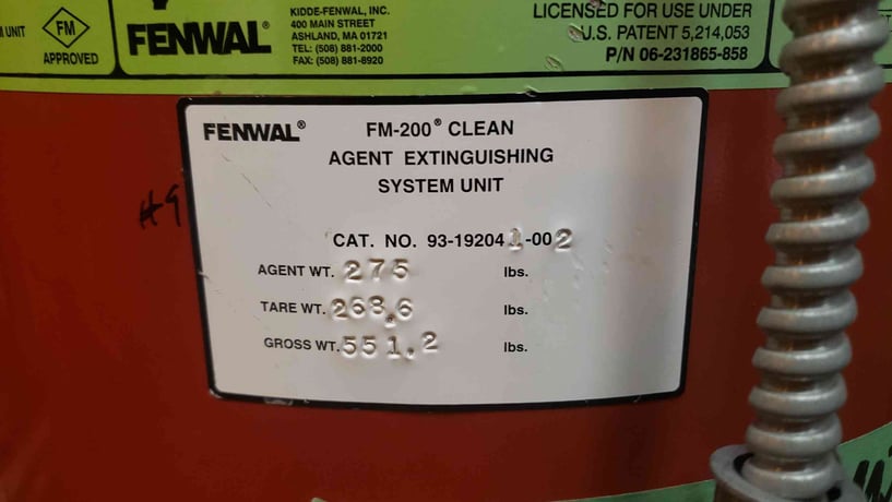 275 lbs. Fenwal, Fire Suppression Tank, FM-200 Agent, 130 F max temp., 360 @ 70 F - Image 2