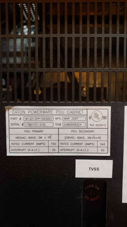 125 KVA Eaton, PDU, Step Down Distribution BCM, 3 phase, 480 x 208/120 V, 2007 - Image 3