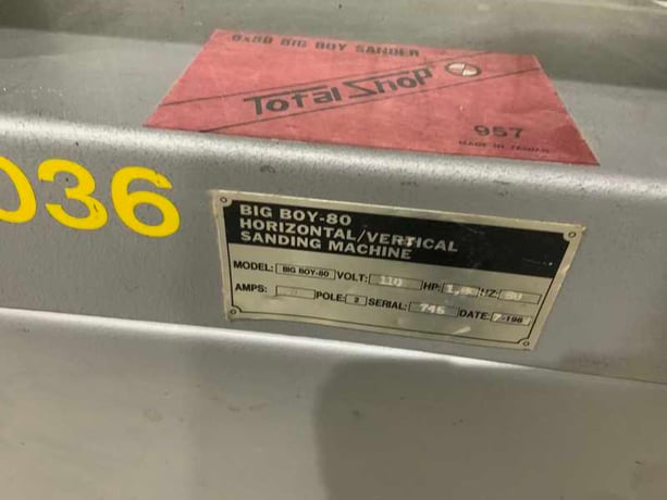 6" x 89" Big Boy #80, horizontal/vertical sander, 9.8" x 27" table, 1.5 HP, 3900 FPM, 1989 - Image 4