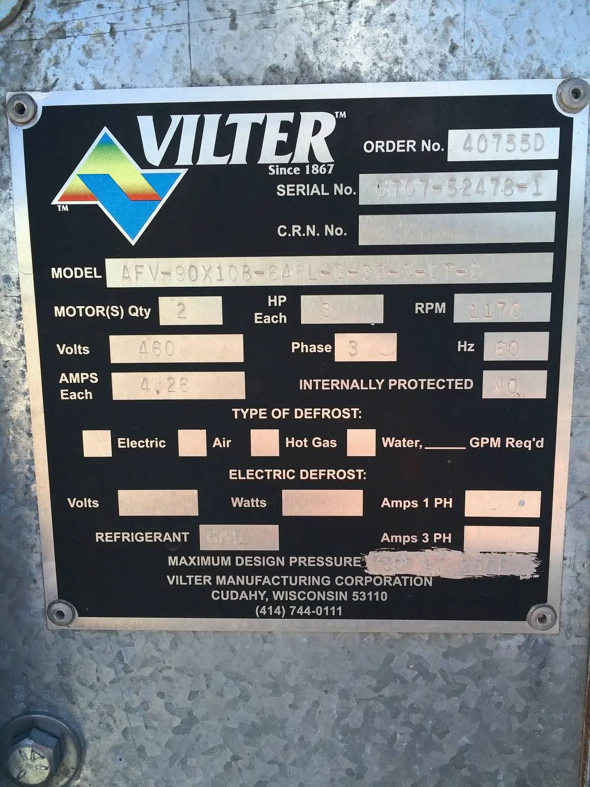 Vilter, air-cooled condenser / cooler, 7 tons, Halocarbon (Freon) refrigerant, 2007 - Image 9