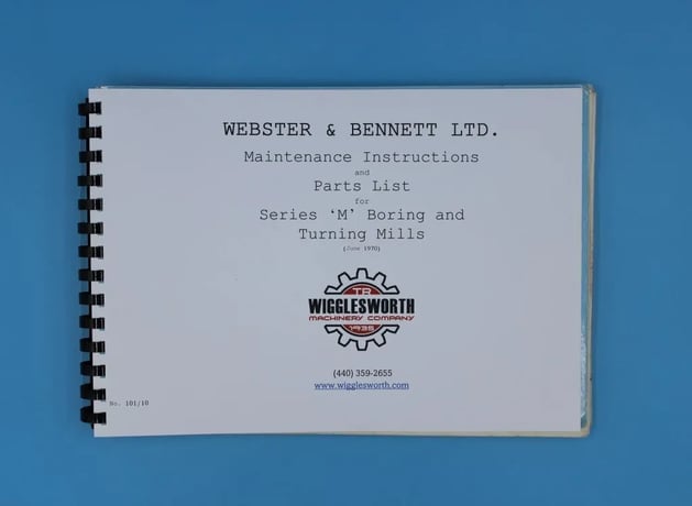 Maintenance instructions & parts manual, Webster & Bennett #M/EM, 36, 48, 60 vertical turret lathe - Image 1