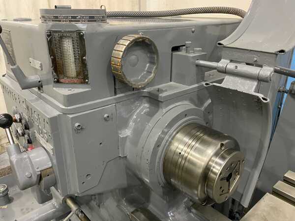 No. 5 Warner & Swasey, M2250, turret lathe, 20" swing, 10-1/4" swing over cross slide, collet nose, chip pan - Image 4