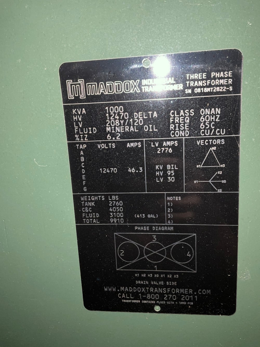 1000 KVA 12470 Delta Primary, 208Y/120 Secondary, 3 phase, Padmount Transformer - Image 1