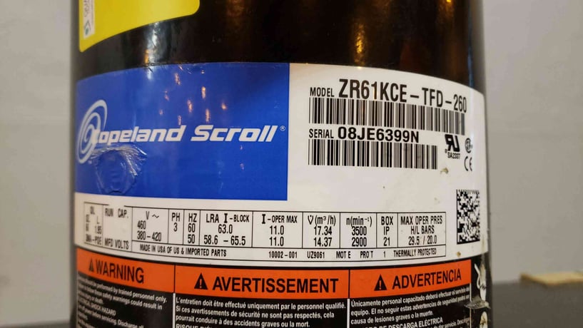 Copeland Scroll #ZR61KCE-TFD-260, Compressor, 10" L x 9" width x 18" H, 460 V - Image 2