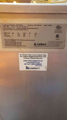Liebert #DCDF308-A, 3-Fan Condenser, 133" L x 44" width x 45" H, 320/165 psig, 3 phase, 0.75 HP, 5.9 Amps - Image 4