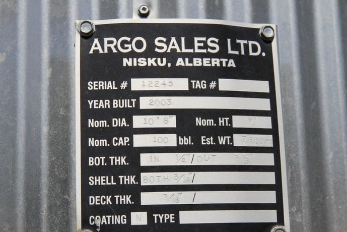 100 bbl Double Wall Storage Tank, Argo - Image 2