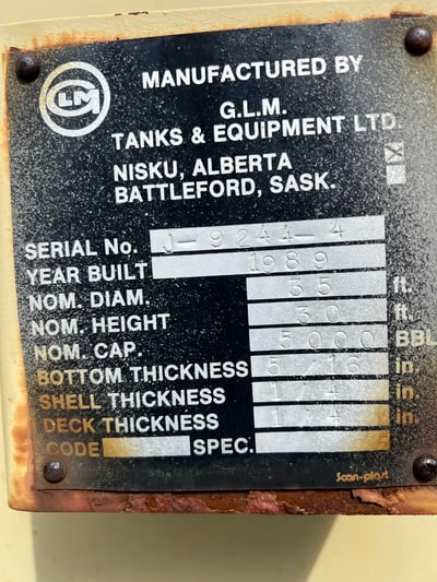 5000 bbl Storage Tank, G.L.M. Industries - Image 4