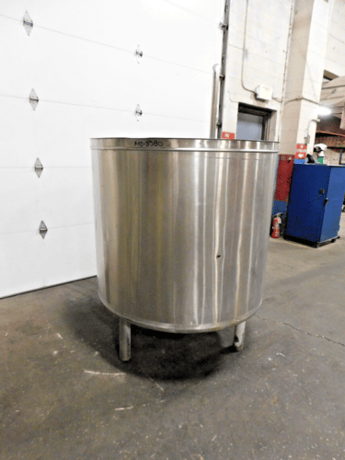 300 gallon Stainless Steel open top tank, 48" diameter, 38" straight wall, (2 available) 2" outlets - Image 2