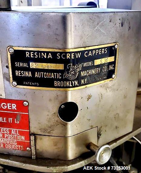 Resina #S-30, Fully Automatic In-Line Single Head Chuck Capper, 60 CPM, 13-70 mm Capacity size, 6" diameter x - Image 4