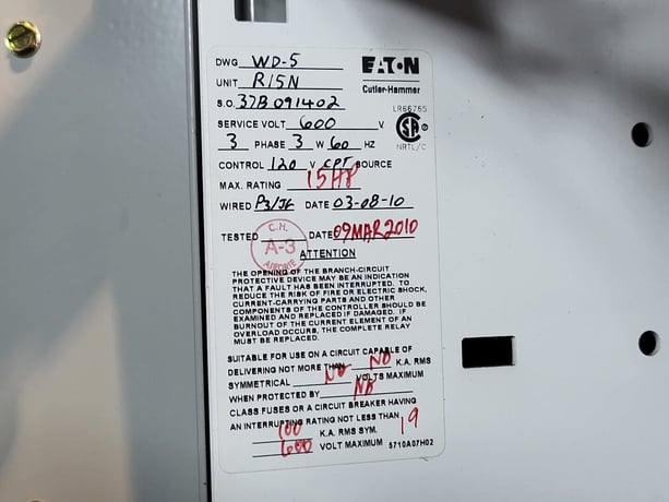 15 HP Eaton, SVX010A1-5A4N1, vari-frequency drive, 600 Volts, 3 phase, like new - Image 2