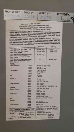1000 Amp. General Electric Zenith #ZB5CB10031-05G601N, Transfer Switch, 3 phase, 60 Hz, 480 V - Image 10