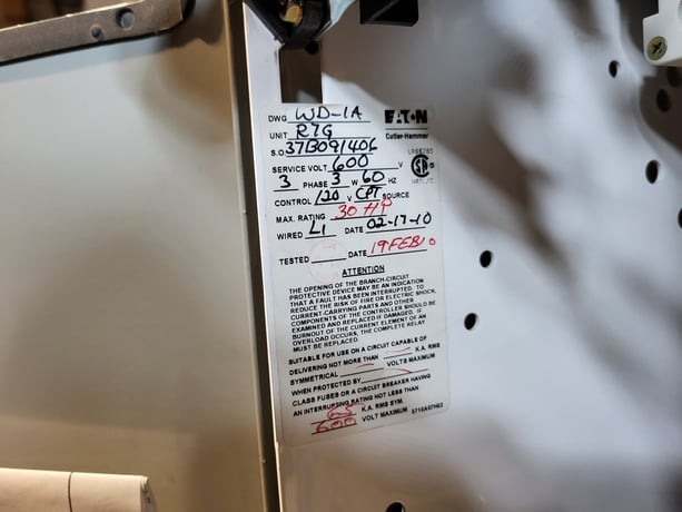 Eaton Cutler-Hammer, FVNR starter, size 3, enclosure, 30 HP, 600 Volts, 100 amp, like new - Image 5