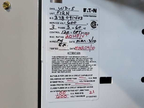 20 HP Eaton Cutler-Hammer, SVX015A1-5A4N1, VFD, 600 Volts, 22 amps, like new - Image 2