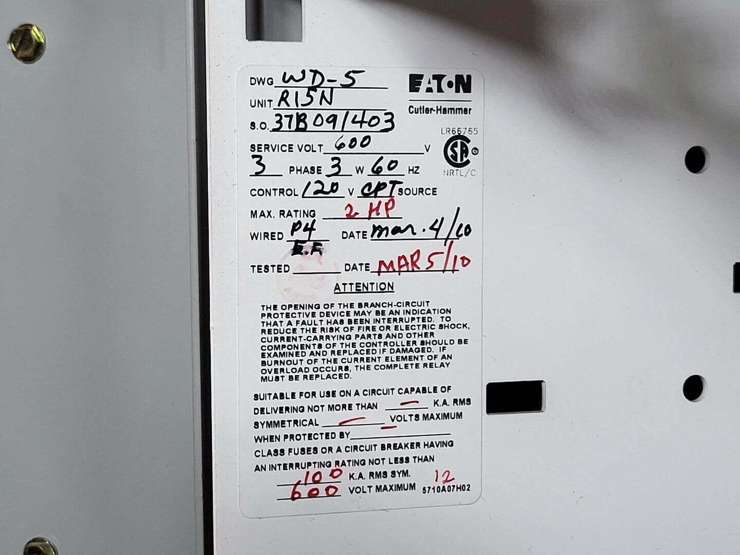 2 HP Eaton, SVX002A1-5A4N1, variable frequency drive, 600 Volts, 4.5 amps, like new - Image 4