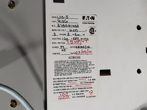 7.5 HP Eaton, SVX005A1-5A4N1, variable frequency drive, 600 Volts, 10 amps, like new - Image 2