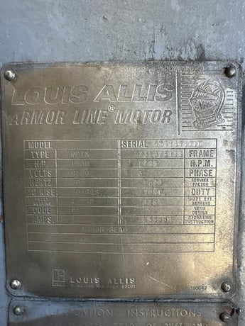 1500 HP 1785 RPM Louis Allis, Frame 7310V30ES, weather protected enclosure type 1, Slv, 4160 Volts - Image 2