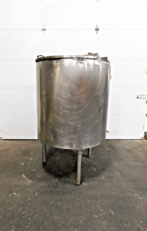 200 gallon 304 Stainless Steel open top tank, 39" diameter, 41" straight wall, 3" outlet, with lids - Image 1