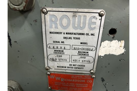 4000 lb. Rowe #B20-C4000J, coil cradle & straightener, 20" x .080" stock, 50" outside dimension, variable - Image 4