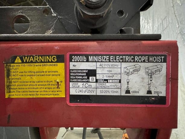 1 Ton, Northern Industrial Tool, minisize electric rope hoist - Image 2