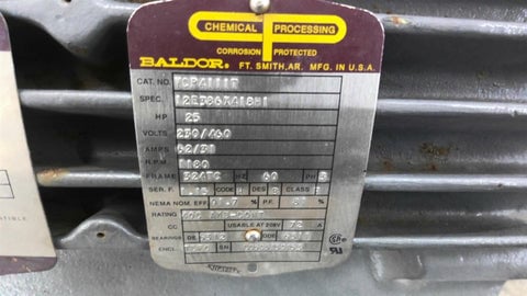 25 HP 1200 RPM Baldor, Frame 324TC, TEFC, 6P, 230/460 Volts - Image 3