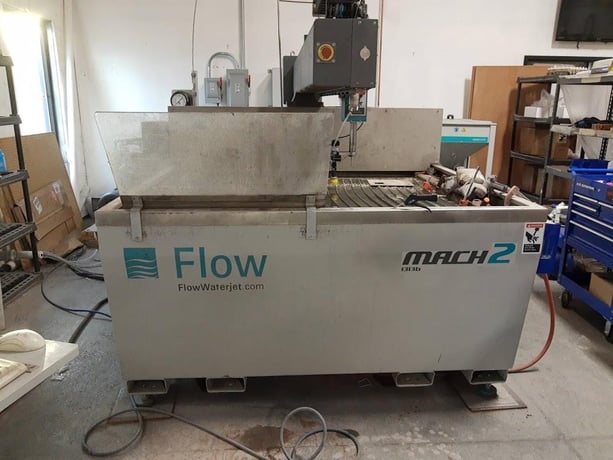 Flow #Mach-2-1313B, waterjet cutting system, 4.3'X, 4.3'Y, 7" Z, 30 HP, 60000 psi, 30SA-60 ESL intensifier - Image 1