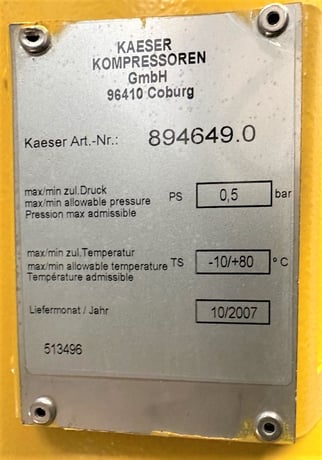 738 cfm, 7.3 psi, Kaeser #EB-290C, blower package, 40 HP, 3600 RPM, 460 V., 2007 - Image 8