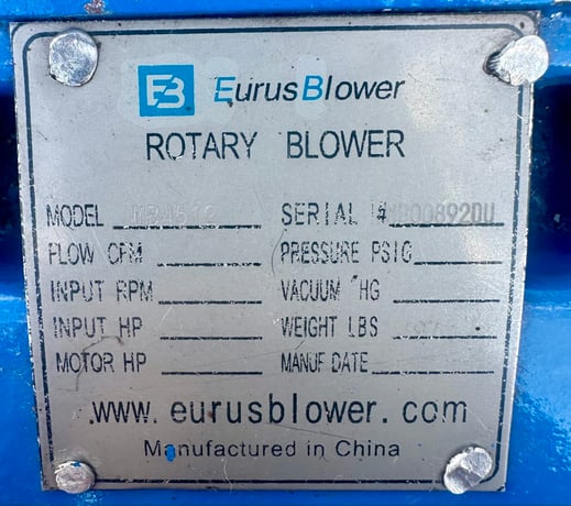 1071 cfm, 12 psi, Eurus #MB4512, positive displacement blower package, no motor, 4000 RPM @ 68.2 BHP - Image 8