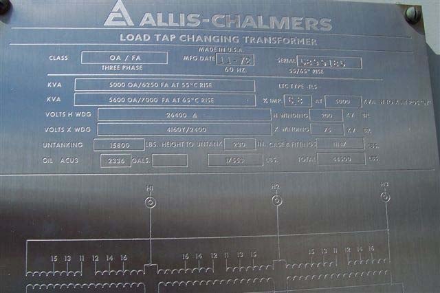 5000/6250/7000 kVA, 26400 Delta Primary, 4160/2400 WYE Secondary, Allis Chalmers, LTC Substation - Image 5