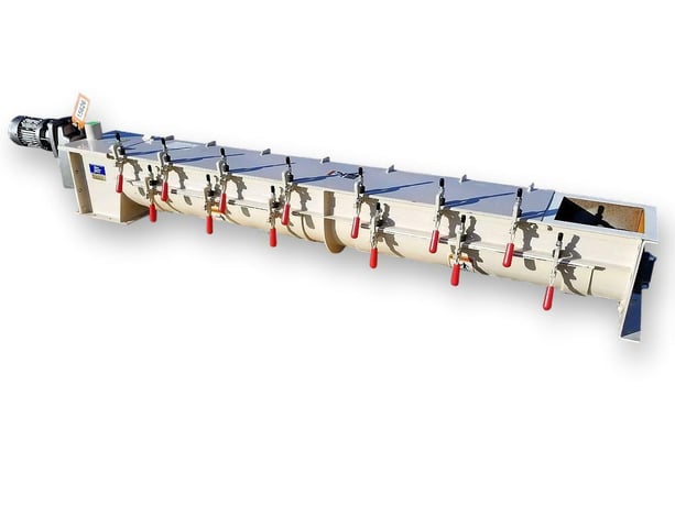 9" diameter x 8' long, Newell Machinery, Screw Conveyor, U-Trough, 10.4" x 10.4" inlet/discharge, 82 RPM - Image 2