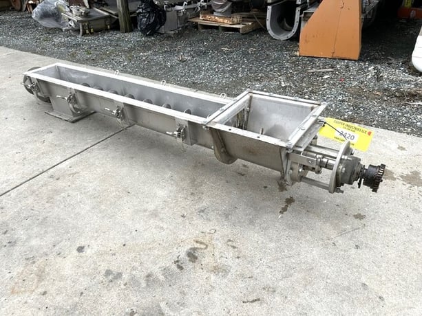 6" diameter x 7' long, Stainless Steel U-Trough Spiral Flight Screw Auger Conveyor, 3" dia. Shaft - Image 1