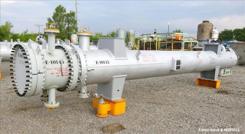 2143 sq.ft., 412 psi shell, Ilsung Corp, 4 Pass U Tube Shell & Tube Heat Exchanger, Shell 392&deg;F, 3/4" dia x - Image 1
