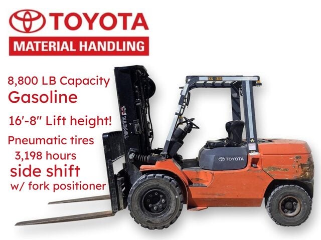 8800 lb. Toyota #7FGU45GAS, Forklift, gasoline, 199" lift height, 24" centers, 2005 - Image 1