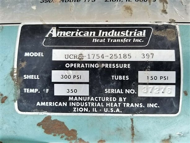 300 psi shell, American Industrial #UCRS-1754-25185 397 300, shell & tube heat exchanger, 150 psi tube, 8" - Image 8