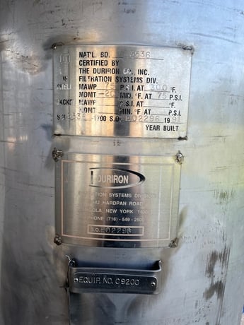 42 sq.ft. Durion, vertical rotating leaf filter, 20 leaves, 75 psi @ 300&deg;F, serial #3536-1700, 1991 - Image 2