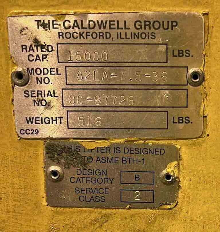 15000 lb. Caldwell #82LA-7.5-36, C-hook, 36" long arm, 24" vertical throat - Image 5