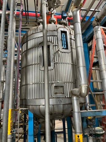 450 gallon Alloy Fabricators, 304 Stainless Steel tank w/coils, dished top & bottom, 48" dia. x 50" straight - Image 1
