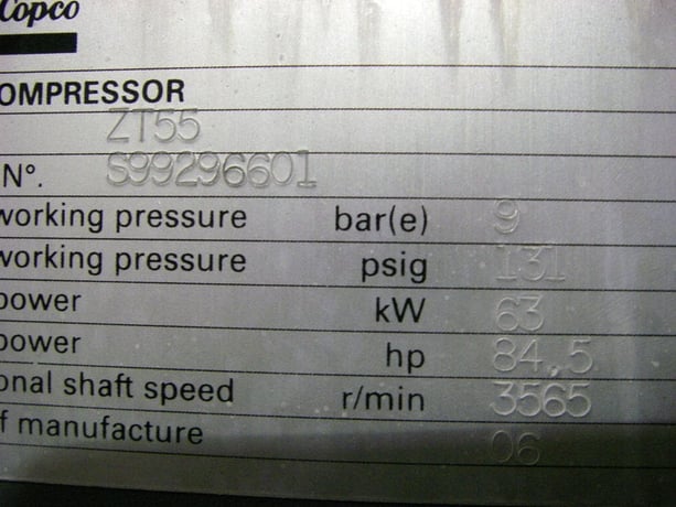 269 cfm, 125 psi, Atlas Copco #ZT55, 460 V., 2006, #A-1417 - Image 5