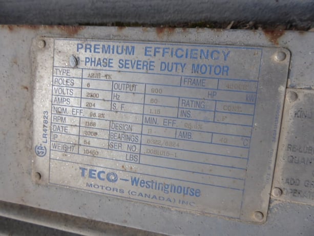 900/1000 HP 1188 RPM Teco Westinghouse, Frame 450C, TEFC BB, 1.15 service factor, 2300 Volts - Image 5