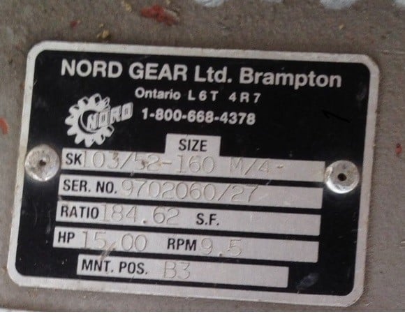 15 HP, 1765 RPM, Nord In-line Gear Motor, 575 Volts, 185.00 :1 ratio, 9.5 RPM output - Image 2
