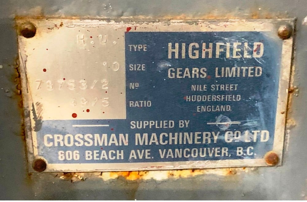 Highfield Type H.U. #10804/0 size 10 right angle gear reducer, 10.00 :1 ratio (2 available) - Image 2