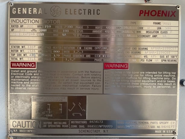 300 HP 720 RPM General Electric, Frame P211, WPIIBB, 2300 Volts - Image 3