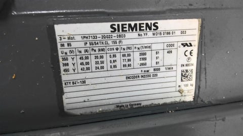 24 KW Siemens #1PH7133-2QG22-0803, 2650 RPM Servo Motor 42 amps - Image 5