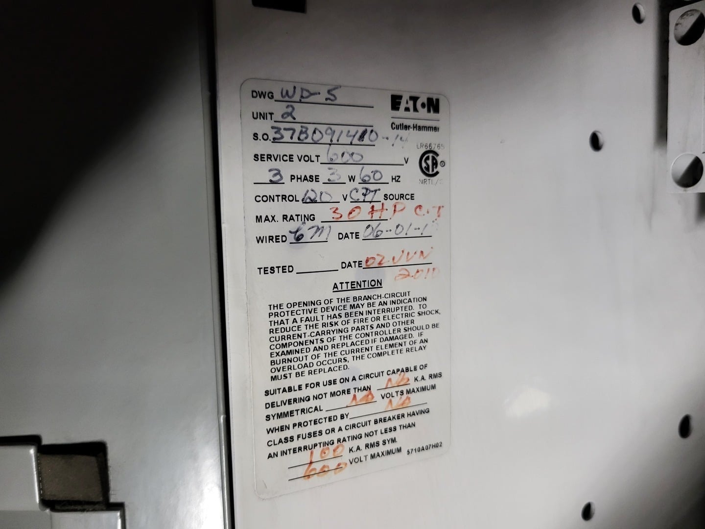 30 HP Eaton Cutler-Hammer, SVX030A1-5A4N1, VFD, 600 Volts, 3 phase, like new - Image 2
