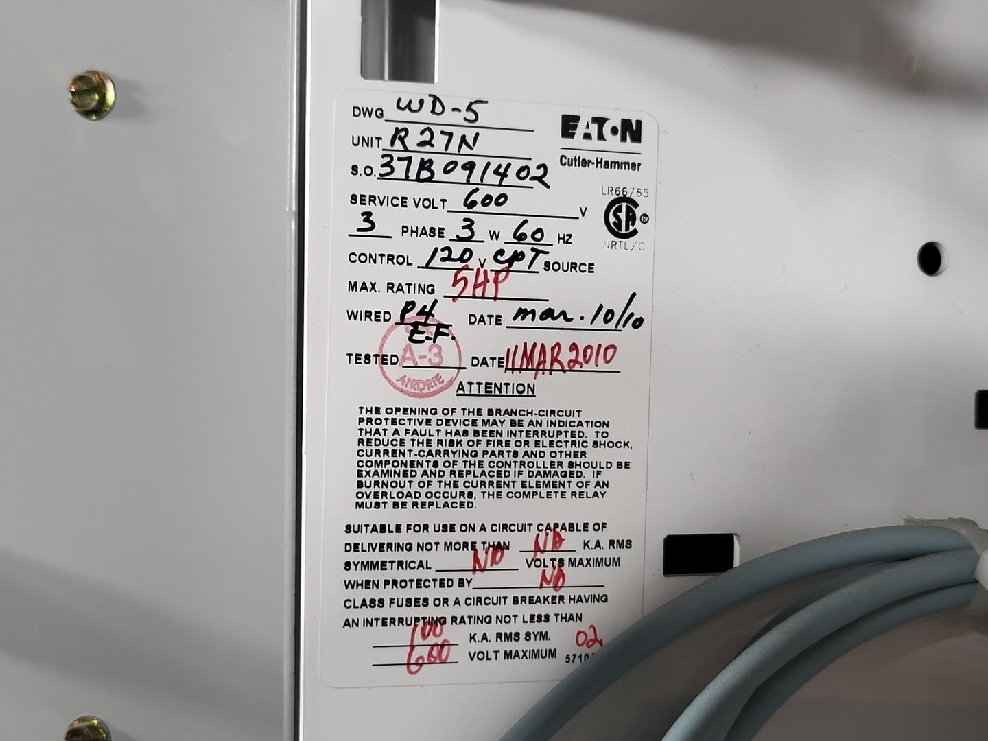 5 HP Eaton, SVX004A1-5A4N1, variable frequency drive, 600 Volts, 3 phase, like new - Image 6