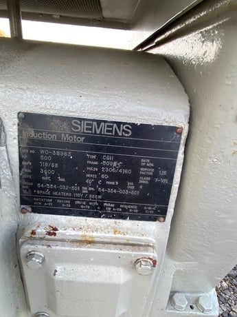 500 HP 3600 RPM Siemens CGll, Frame 509S, 118/68 amps, 2300/4160 Volts, 60 Hz - Image 3