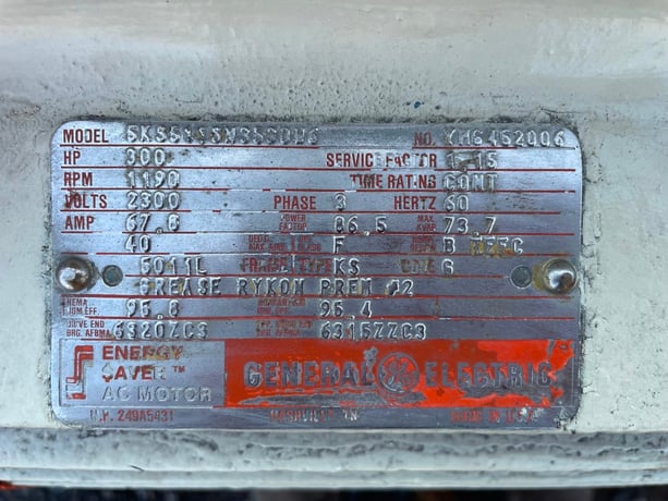 300 HP 1200 RPM General Electric, Frame 5011L, TEFC, roller, 1.15 service factor, 2300 Volts, used nice - Image 1